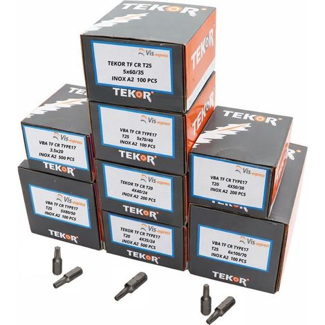 TEKOR PACK PRO 1800 Vis Tête fraisée Cranté TORX Inox A2-1 pièce (1/2)