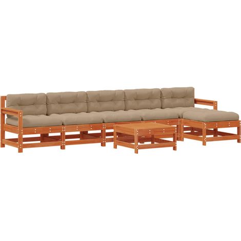 Garden Lounge Set 7 pcs Wax Brown Solid Pine Wood vidaXL (1/5)