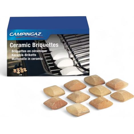 Mattonelle in ceramica per barbecue a gas distribuzione uniforme calore riduzione fiammate confezione 40 pezzi (1/4)