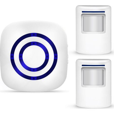 Kit de sonnette électrique sans fil avec 1 récepteur et 1 détecteurs de mouvement capteur d'alarme visiteur alarme de sécurité (1/5)