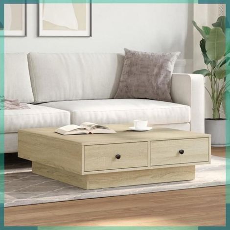 848089 Table basse Chêne sonoma 90x90x28 cm Aggloméré (1/5)