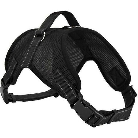 Arnés grande para perros, estilo silla de montar, de malla, talla M, color negro.