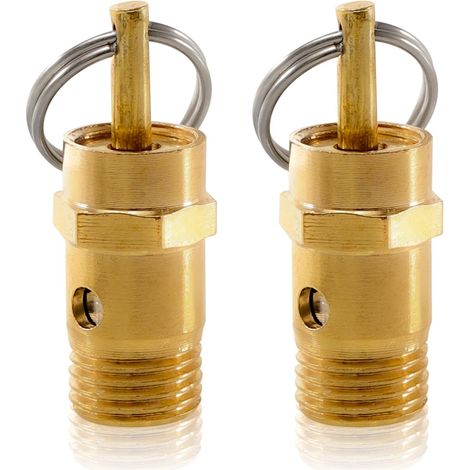 Lot de 2 soupapes de sécurité à air comprimé 1/4", 125 PSI, en laiton, compresseur d'air, soupape de surpression 1/4" AG, 1/4" BSP, soupape de sécurité, soupape de décharge de pression pour (1/5)