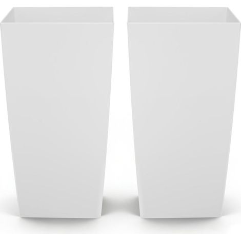 Lot de 2 jardinières hautes 75 cm, pots de fleurs intérieur extérieur avec roulettes, pot intérieur et drainage (1/5)