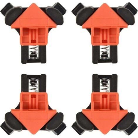 Clamping brackets, right angle brackets, used for making wooden crates, picture frames, mailboxes, dressing table drawers and cabinets pack of 4 pieces, 90 deg (1/4)
