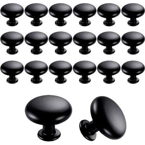 20 pomos para puertas y cajones de 30 mm, estilo vintage, para muebles y armarios de cocina (negros) (1/5)