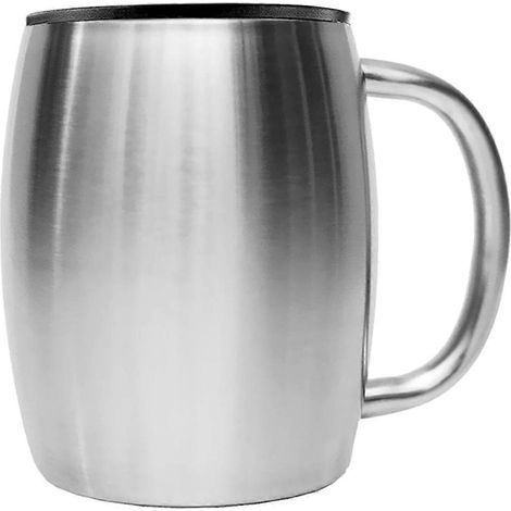 Chope à bière portable en acier inoxydable, 420 ml, thermos à double paroi isolée, bouteille d'eau légère pour le bureau. (1/5)