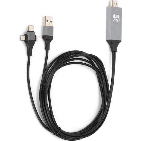 Câble de Projection Écran 3 en 1 HDMI pour iOS, Android et Type‑C