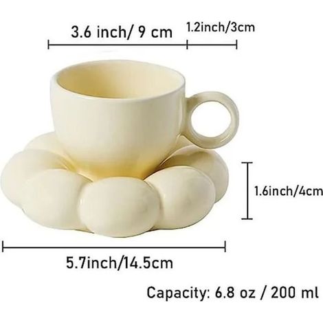 Kaffeetasse – Kreativ – Keramik – Gelb – Wolkenförmige Untertasse – Modernes gelbes Design – Kaffeeset (1/3)