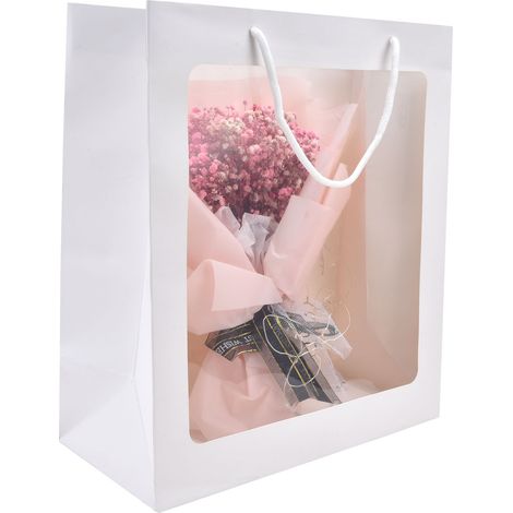 Sac cadeau Saint-Valentin, sac à bouquet de fleurs avec poignée, sac à fleurs transparent, sac cadeau de mariage (1/5)
