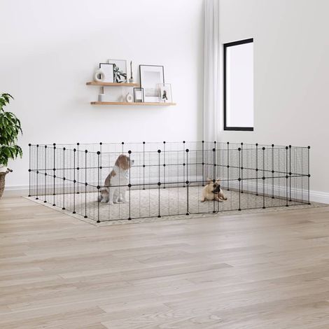 vidaXL Gabbia per Animali 60 Pannelli con Porta Nera 35x35 cm