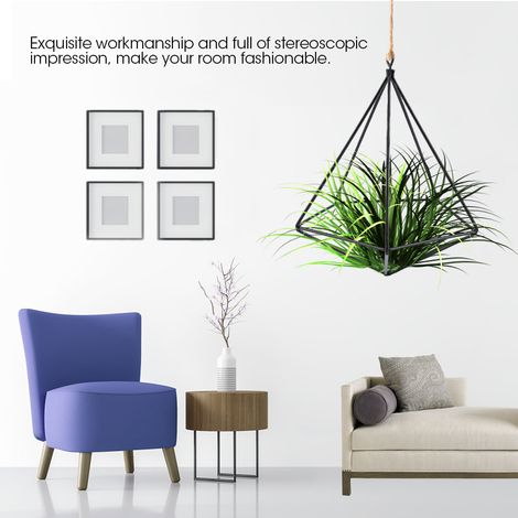 Support suspendu géométrique pour plantes, suspension pour fleurs, mousse et fougère (noir) (1/5)