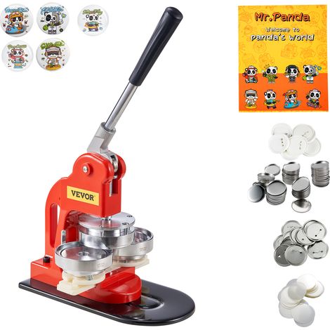 VEVOR Machine a Badges de 75 mm Presse a Badge avec 500 Ensemble de Materiels Livre Magique et Coupe-Cercle Machine a Fabriquer des Badges en Fer et ABS Kit pour Personnalisation de Badge a Epingle