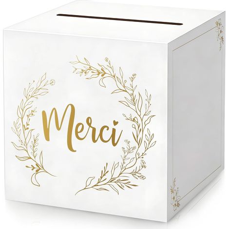 Boîte à Carte de Mariage “Merci” Urne Boîte à Enveloppes Cadeaux (1/5)
