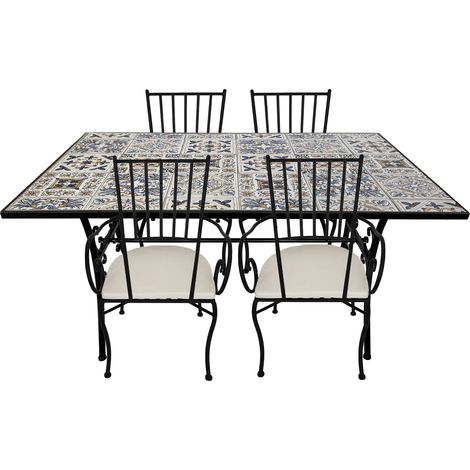 Axi Leonie Table Et Chaise Bistrot, 4 Chaises 1 Table,  Ensemble Bistro Extérieur, Mosaique Bleu Clair - Salon De Jardin Bistrot, Table Bistrot Pour Jardin/Balcon/Terrasse