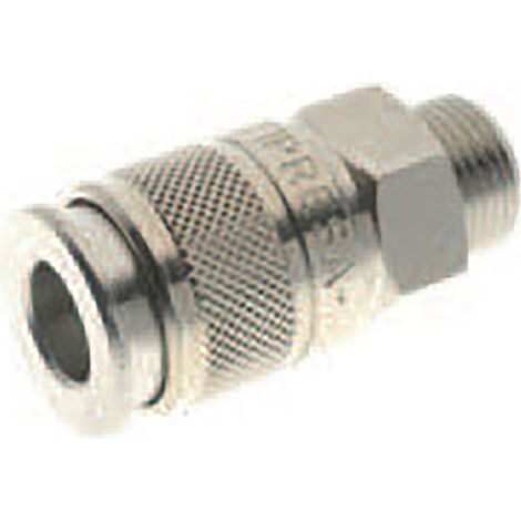 Coupleur d'air RS PRO, Filetage vers Femelle G 3/8 Mâle 3/8pouces en Laiton nickelé ( Prix pour Paquet de 10 ) (1/2)