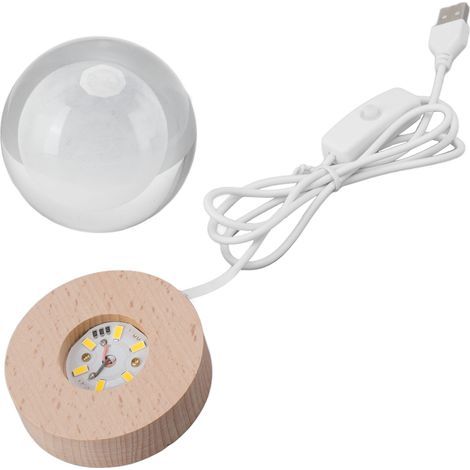 Lampe 3D lune en cristal, veilleuse LED en bois sculpté, décoration de table, cadeau pour amis et enfants, lumière chaude lunaire (1/5)