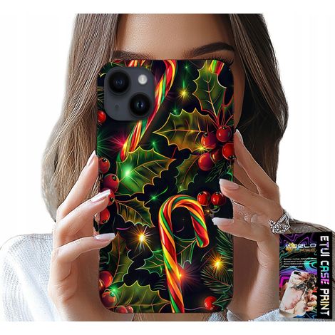 Custodia per iPhone 15 - bastoncino di zucchero, vischio, albero di Natale + vetro (1/5)