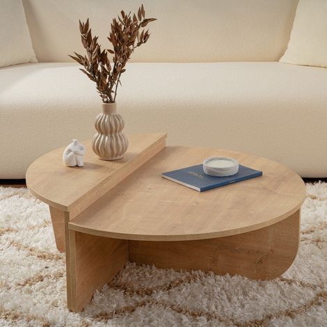 Rund Couchtisch Natur 85 cm Melamin Orin