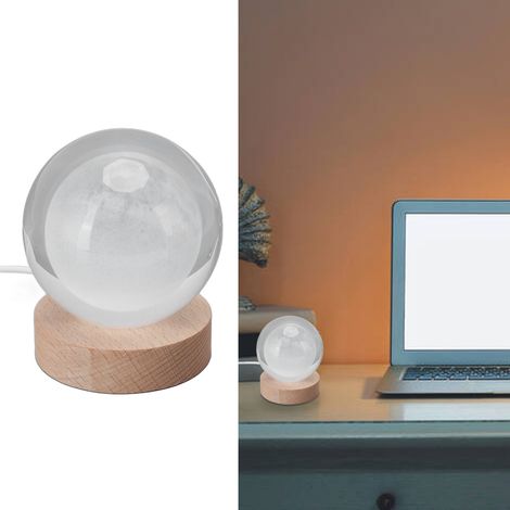 3D-Nachtlicht in Mondform, Kristallkugel, geschnitztes LED-Nachtlicht aus Holz, Tischdekoration, Geschenk für Freunde und Kinder, mondlichtweißes Licht (1/5)