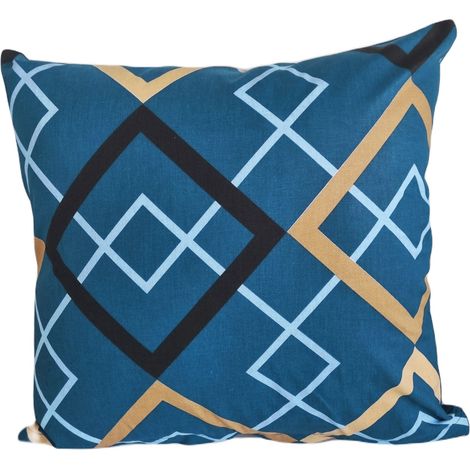 Baumwollkissenbezug 40x40 marineblau gold schwarz rautenförmig