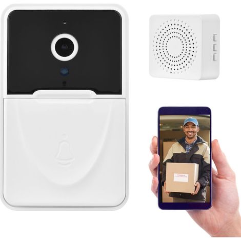 2.4GHz Caméra de sonnette vidéo sans fil Sonnette de sécurité visuelle intelligente avec détection de mouvement Vision nocturne Surveillance audio bidirectionnelle en temps réel (1/5)
