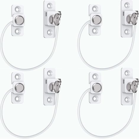Loquet de sécurité pour réfrigérateur, lot de 4 unités, acier inoxydable, blanc, pour fenêtre, placard et tiroir.-AquaForge (1/5)