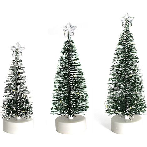 Arbre de noël artificiel éclairé par LED, 3 pièces, ornements pour décoration de maison de vacances, 3 Modes d'éclairage, 5.6x16.2cm, 5.6x19.5cm, 5.6x21.2cm (1/5)