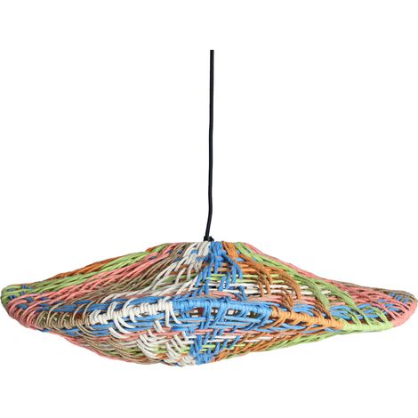 Suspension bohème en raphia tressé multicolore - multicolore et noir (1/5)