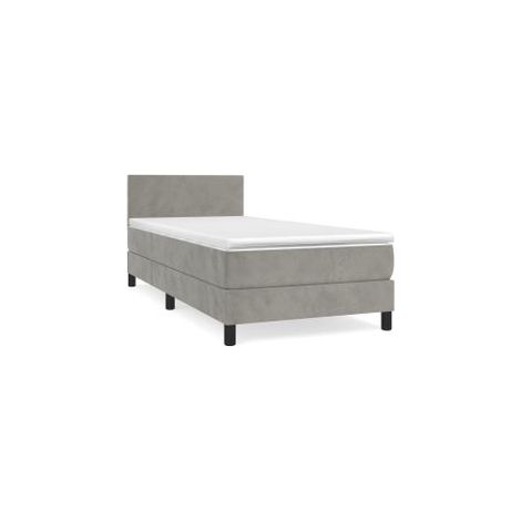 Sommier à lattes de lit et matelas Gris clair 90x200 Velours (1/5)