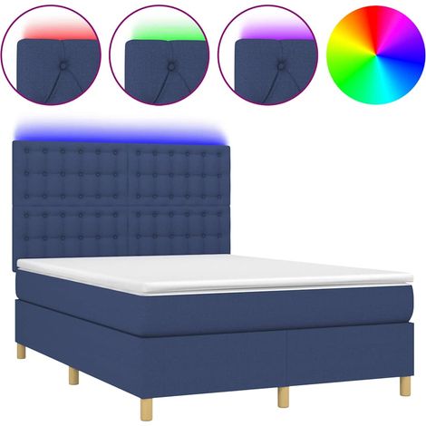 Maison Exclusive - Box spring postel s matrací a LED modrá 140x190 cm textil (1/5)