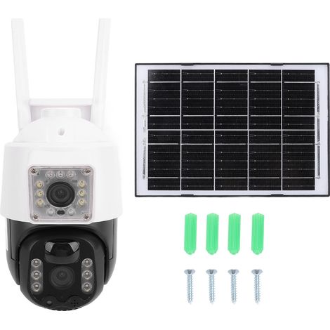 Ortviai Caméra de sécurité solaire sans fil extérieure 1920×1080P, PTZ 320°, WiFi 2,4 GHz et panneau solaire inclus (1/5)