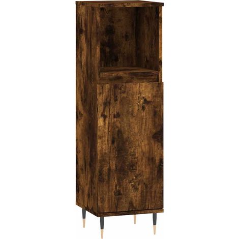 Maison Exclusive - Armadietto Bagno Rovere Fumo 30x30x100 cm in Legno Multistrato