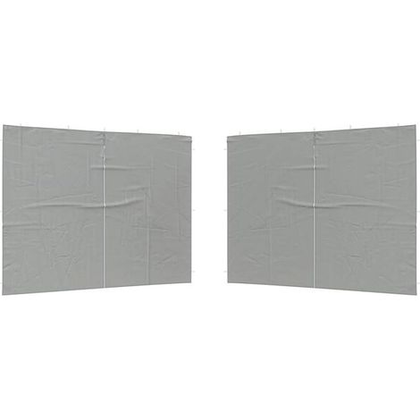 Mur de tente de fête 2 pcs gris clair 400 x 195 cm PE et acier - Pièce de rechange tonnelle jardin terrasse (1/5)