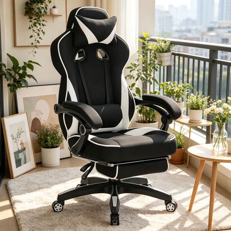 Chaise de bureau respirante, chaise eSport et gaming avec dossier inclinable, idéale pour bureau, télétravail et conférence (1/3)