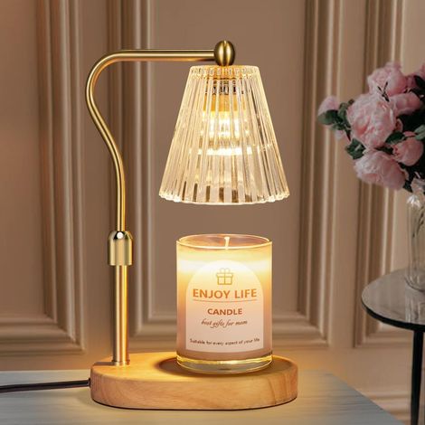 Chauffe-bougie avec minuterie et variateur, hauteur réglable, idéal pour les nouvelles chambres, les cadeaux de fête des mères, la décoration intérieure vintage et les pots d'aromathérapie. (1/3)
