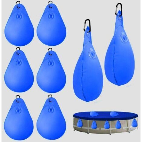 Lot de 8 sacs de suspension pour bâche de piscine, bleu foncé, avec crochets, 34,5 x 24 cm (1/5)