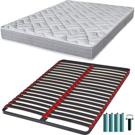 Matelas mousse + Sommier métal C39 140x190 Maryland - Hauteur 20 cm - Soutien ferme (1/5)