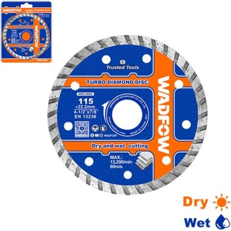 WADFOW 115 mm x 22,2 mm Turbo-Diamant-Trennscheibe für Winkelschleifer