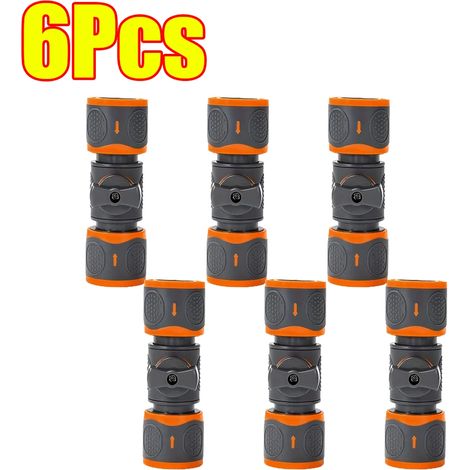 (Lot de 6) Raccord rapide pour tuyau d'arrosage 16 mm, vanne d'arrêt, embout de raccordement rapide, tuyau d'irrigation, arrêt d'eau (1/5)