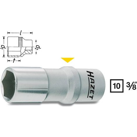 Hazet Douille à bougies - Carré creux 10 mm (3/8 pouce) - Profil à 6 pans extérieurs - Taille: 16 5/8 - Longueur totale: 64 mm - 880AMGT-1 (1/2)