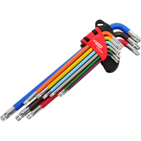 AWTOOLS KLUCZE IMBUSOWE TORX/ T10-T50/ 9szt. KOLOR BARDZO DŁUGIE
