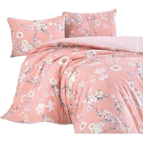 Set di biancheria da letto - 1 copripiumino 220 x 240 cm + 2 federe 60 x 60 cm - 100% cotone rinforzato - Polvere (1/5)