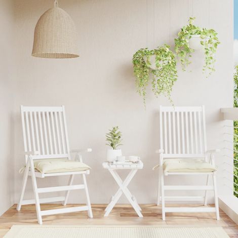 Coussins de chaise lot de 2 blanc crème 50x50x7 cm tissu oxford (1/5)