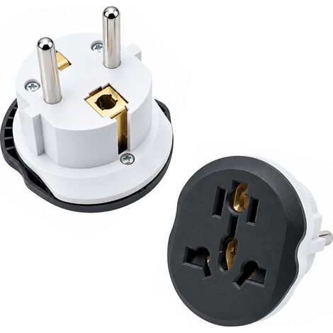 2 Pièces Adaptateur Prise Anglaise vers France Adaptateur Prise Universelle Noir (1/5)