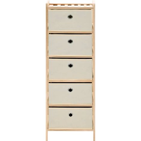 Maison Exclusive - Scaffale con 5 Cesti in Tessuto in Legno di Cedro Beige