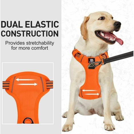 Harnais Anti-Traction pour Chien, Harnais pour Chien Grand et Moyen Gilet Réfléchissant Réglable pour Chien avec Poignée Respirante Harnais de Poitrine de Sport Anti-Traction (1/4)