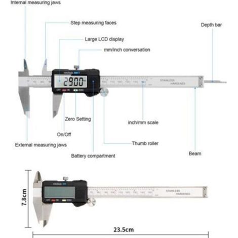 Pied À Coulisse Numérique - 150 Mm - Précision 0,01 Mm - Écran Lcd Étanche - Mesure Intérieure Extérieure Profondeur - 1 Pièce (1/5)