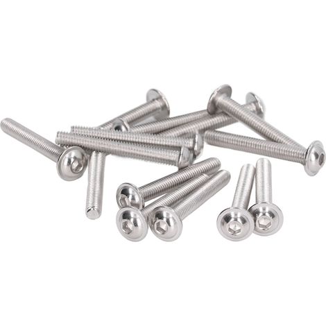 Lot de 50 vis à tête bombée M6x45mm, boutons à tête fraisée en acier inoxydable A2-70, kit de boulons à six pans creux (1/5)