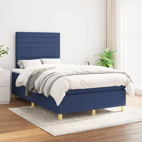 Boxspringbett mit Matratze Blau 120x200 cm Stoff (1/5)
